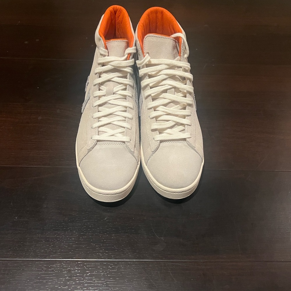 Converse Men's Cream and Orange High-Top Sneakers